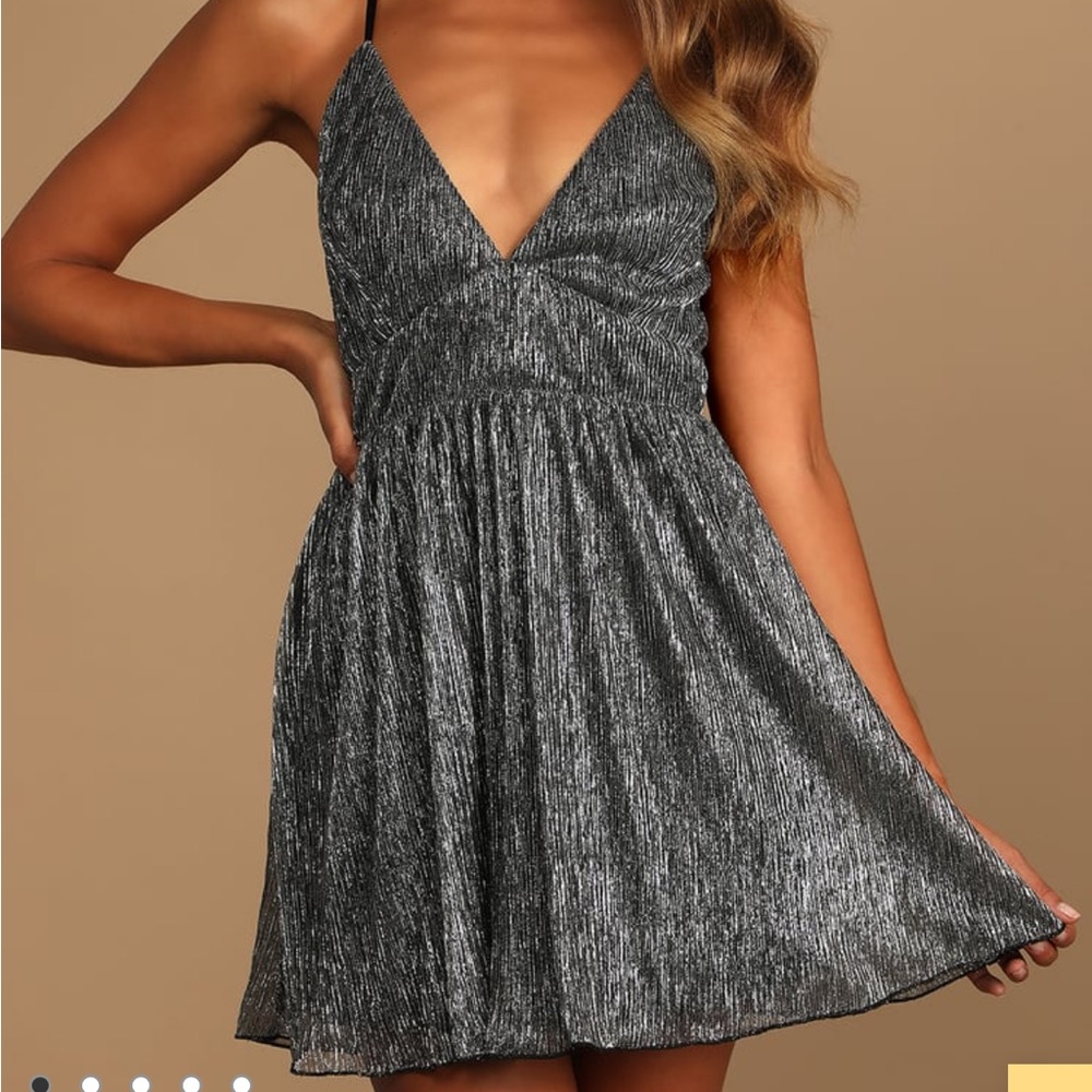 Lulus metallic skater dress